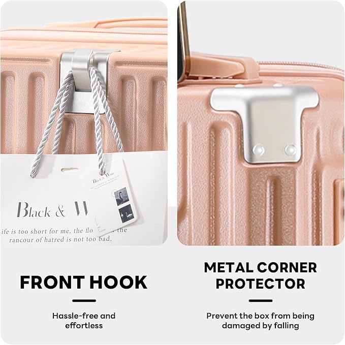 20 Inch Carry On Luggage With Cup Holder & USB Port, Airline Approved TSA-locked Luggage, Lightweight PC Material Travel Suitcase With 360° Spinner Wheel (20in-Pink, 20in)