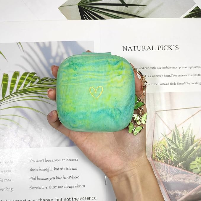 Compatible with Powerbeats Pro, Soft Silicone Case with Gold Heart Pattern for Powerbeats Pro Case with Cute Butterfly Keychain for Girls Women (Camouflage Green)