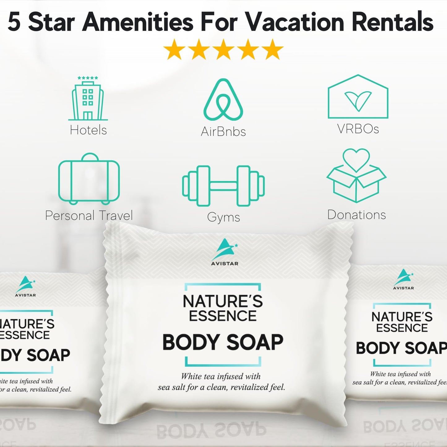 60 Piece Hotel Soap & Bulk Travel Size Toiletries - Travel Essentials for Hosts & Guests - Hotel Shampoo & Conditioner Supplies for Guest, Hotel Toiletries Bulk Set, Mini Bulk Toiletries