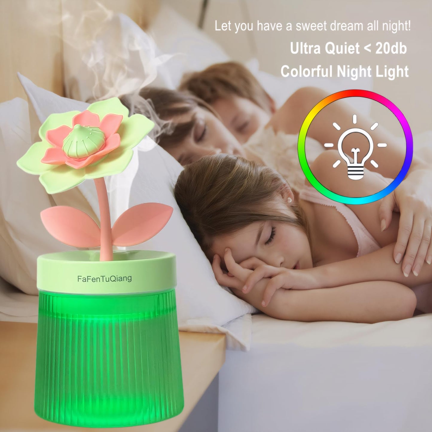 Desk Mini Humidifier Bedroom Cute, Personal Small Humidifier Diffuser 260ml Portable, Colorful Light,Quiet,Cool Mist, Auto Off, Top Fill Air Humidifiers, for Plants,Home,Office,Baby Room,Travel
