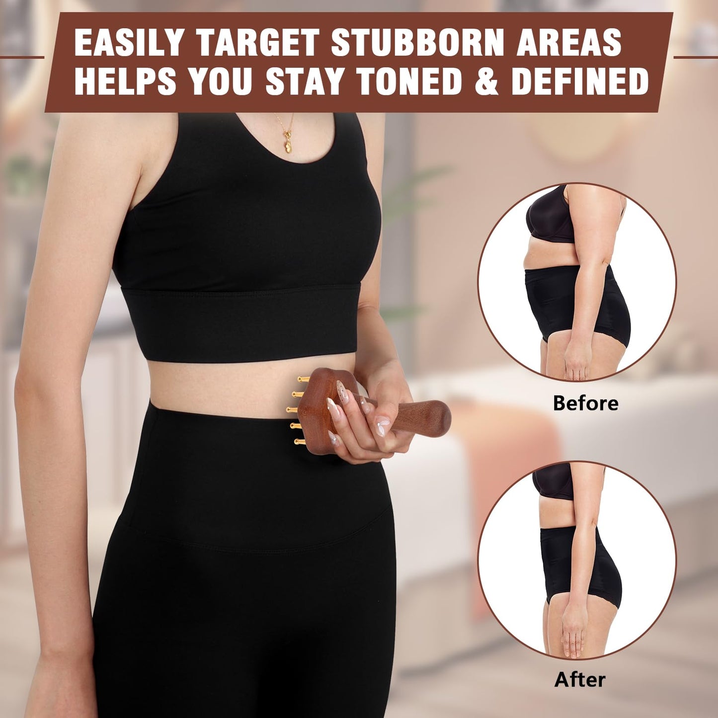 KintKita Wood Therapy Massage Tools,Lymphatic Drainage Massager Helps Reduce Cellulite for Belly Arms & Legs, Anti Cellulite Massager Body Sculpting Tools for Body Contouring & Muscle Relief