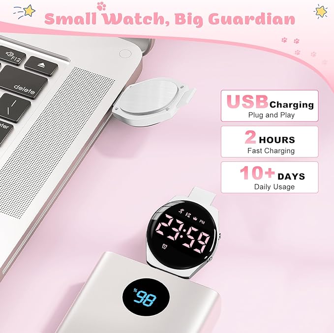 Kids Watches for Girls Boys Digital Sport Watch with Step Counter Pedometer Vibration Alarm Clock, No App Waterproof Fitness Tracker Kids Watch Boys Girls Teens Students Ages 5-16