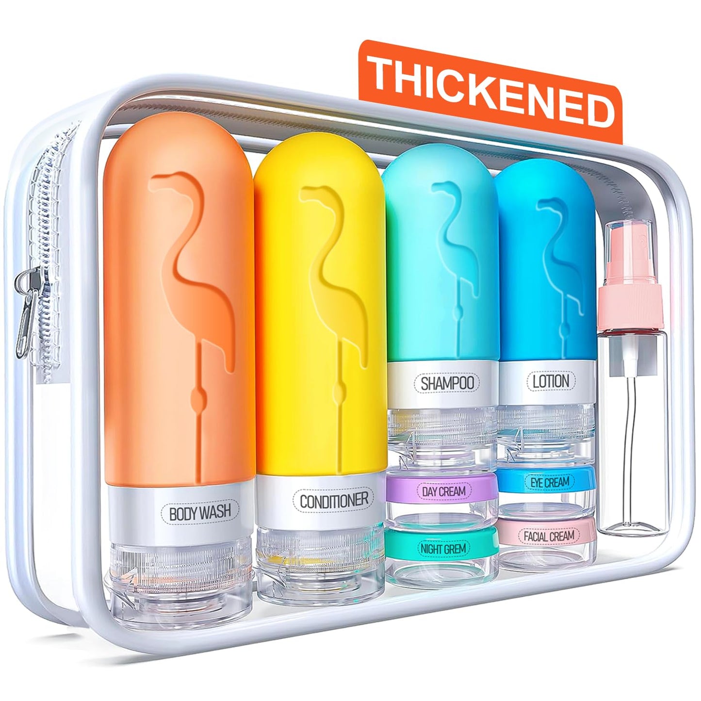 Vipop Empty 3 oz Travel Size Bottles Toiletries Containers for Toiletries Liquids，Small Silicone Mini Refillable Leak Proof TSA Approved Travel Bottles for Creams Shampoo and Conditioner Traveling