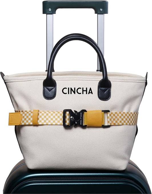 Cincha Mini Travel Belt for Luggage - Stylish & Adjustable Add a Bag Luggage Strap for Carry On Bag - Airport Travel Accessories for Women & Men - As Seen on Shark Tank (Cream and Marigold)