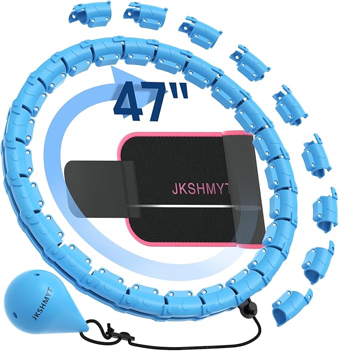 JKSHMYT Smart Weighted Fit Hoop Plus Size for Adults Weight Loss, Hula Circle-2 in 1 Infinity Fitness Hoop, 24 Links Detachable & Size Adjustable, with Waist Trainer for Women