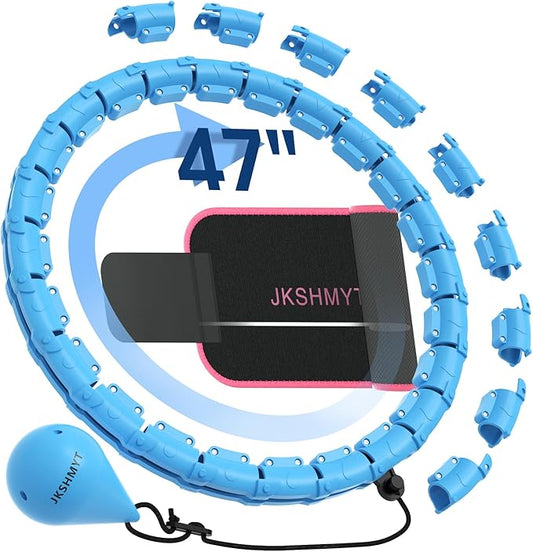 JKSHMYT Weighted Hula Circle Hoops for Adults Weight Loss, Infinity Fitness Hoop Plus Size 47 Inch, 24 Detachable Links, Exercise Hoop Suitable for Women and Beginners