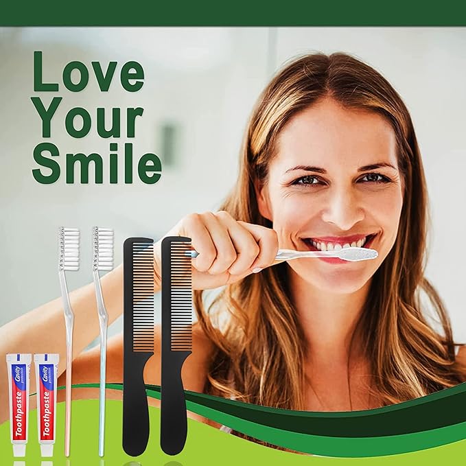 30pcs Disposable Toothbrushes with Toothpaste and Comb Individually Wrapped,10g Toothpaste,7inch Black Comb, Toothbrush for Homeless, Hotel,AirBnb