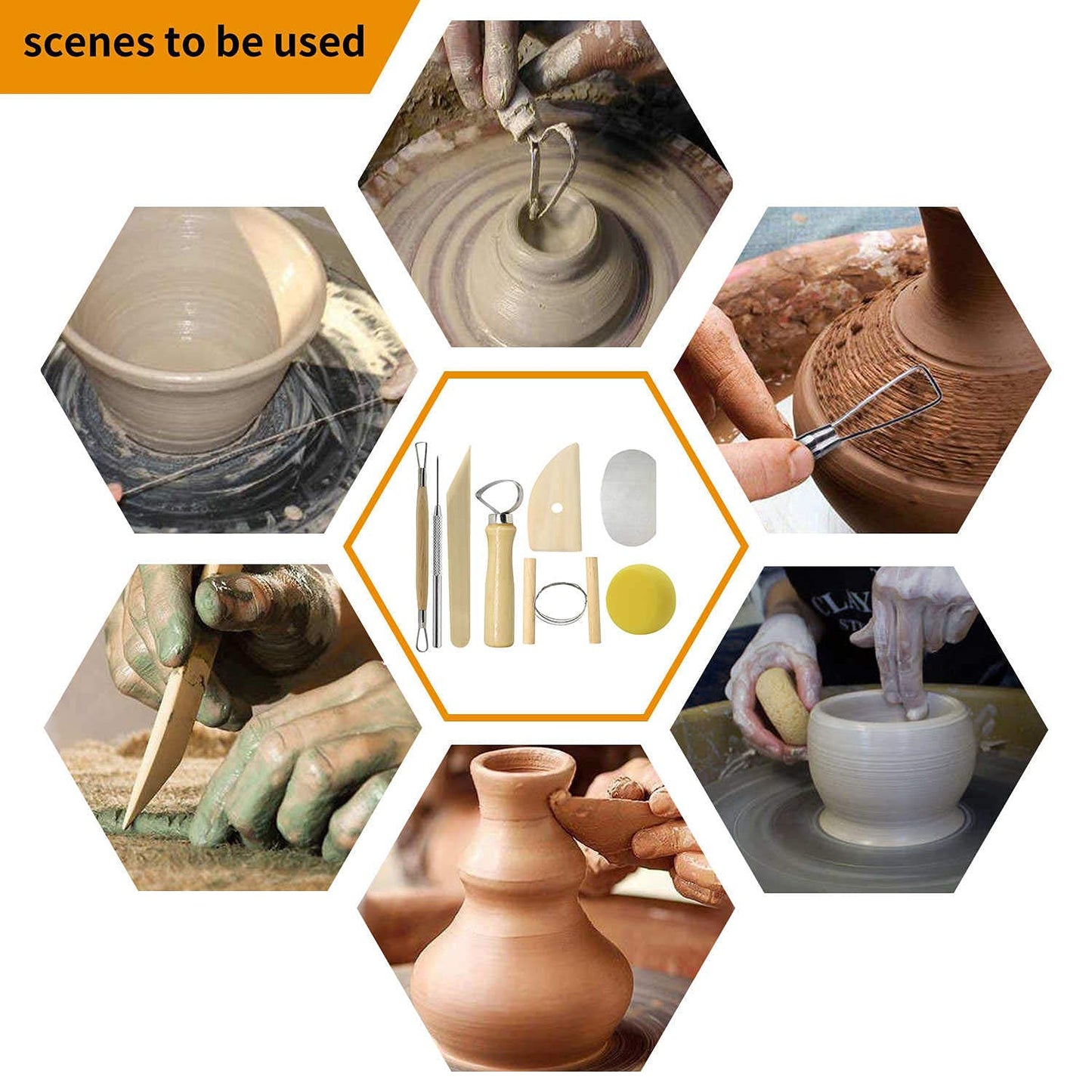 Augernis 57PCS Ceramic Clay Tools Set with Plastic Case Modeling Pottery Sculpting Tools Kits for Beginners Professionals Kids After School Ceramics Classes