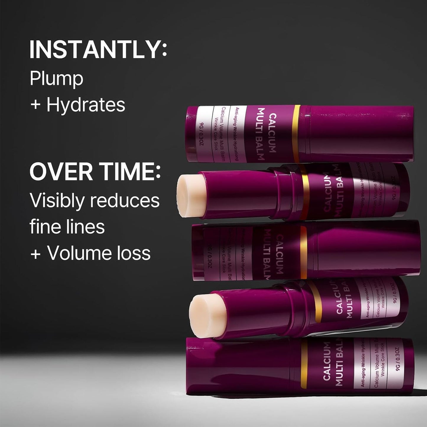 Calcium Multi Balm, 2 Pcs Calcium Volume Multi Balm, Korean Collagen Moisturing Stick, Anti Wrinkle Calciums Balms, Anti-aging, Hydrating, Almond & Vitamin E for Lip Eye Cream Neck