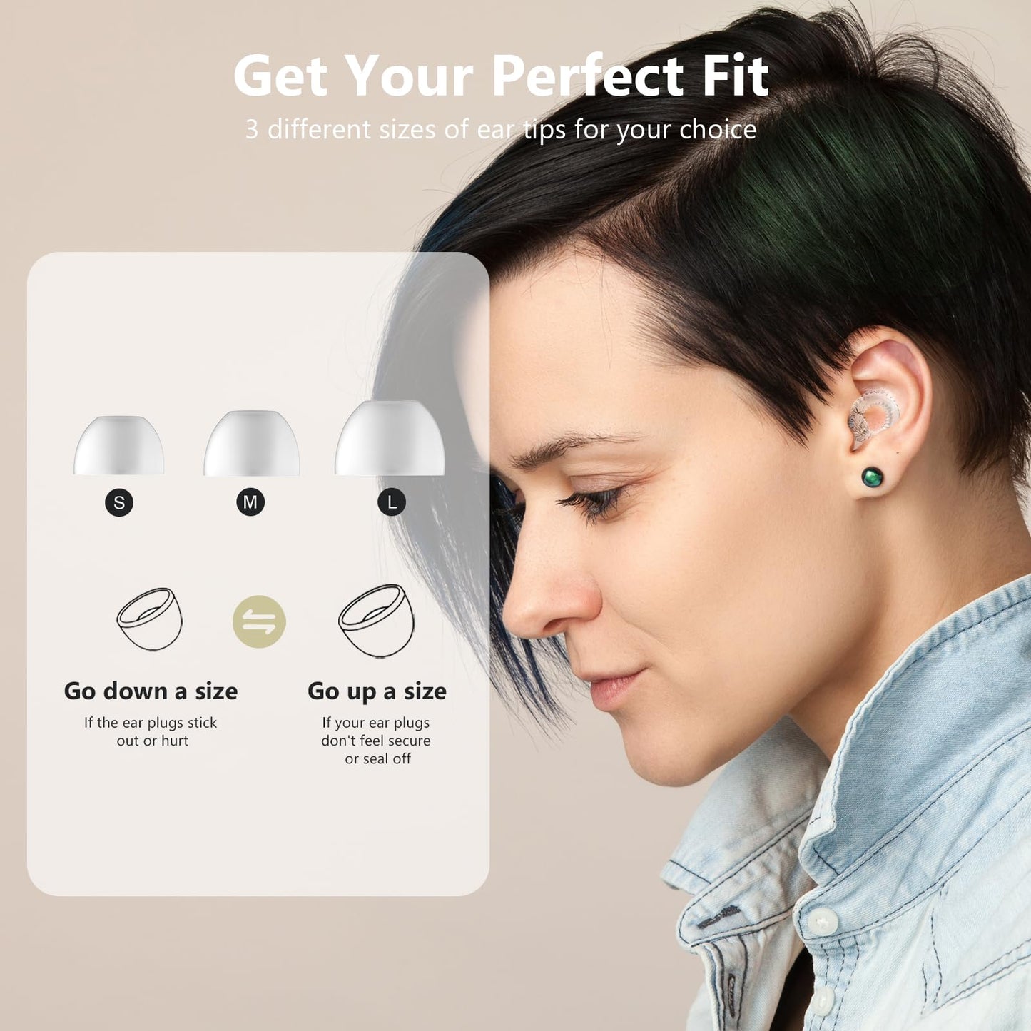 Yawsoy Reusable Ear Plugs, Low-/Mid-Level Noise Reduction Earplugs with Clear Speech for Conversation, Work, Social Gatherings & Noise Sensitivity, 15-18 dB (SNR), 6 Pair Ear Tips in S/M/L, Clear