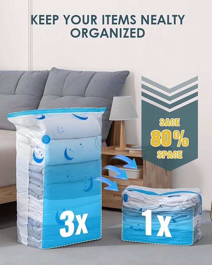 Vacuum Storage Bags with Electric Pump, 20 Pack Vacuum Sealed Bag with 1500mAh Rechargeable Battery for Clothes, Blanket, Duvets, Pillows, Comforters, Travel