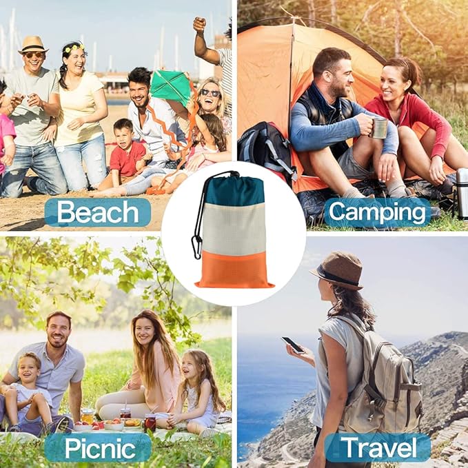 Beach Blanket Sand Proof, 78"x82“ Extra Large Sand Free Beach Mat for 4-6 Adults, Lightweight Waterproof Outdoor Blanket for Beach, Picnic, Camping, Travel