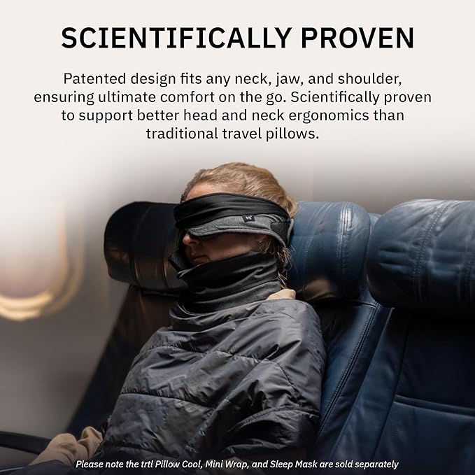 trtl Pillow Plus - Airplane Neck Pillow for Traveling - Height-Adjustable, Breathable Travel Pillow for Head and Neck Support While on Planes, Cars, and Trains - Machine Washable