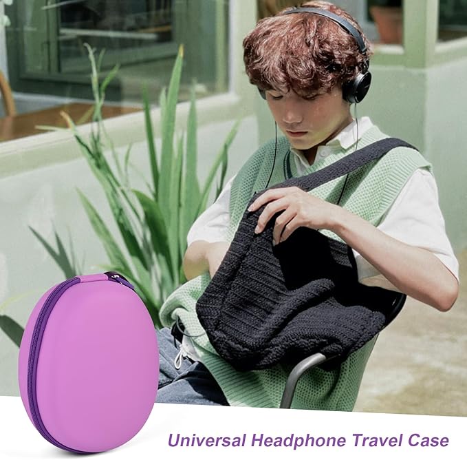Comecase Universal Headphone Case Comepatible with JBL/for Beats/for Sony/for Bose/for Apple AirPods Max Over Ear Headphone and More, Travel Carrying Box for Bluetooth Wireless Headset -Purple