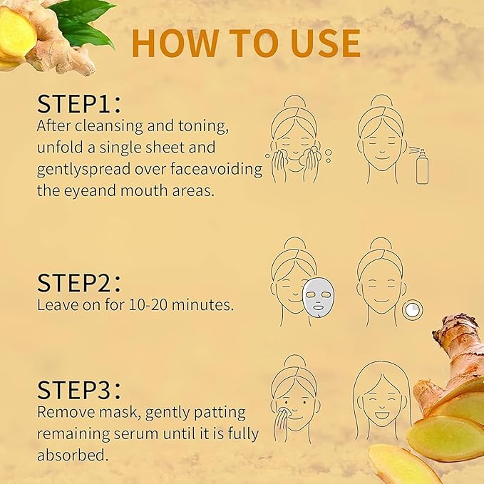 10 Sheets Masks Turmeric Face Sheet Mask for Women, Hydrating Face Masks Skincare, Facial Mask Sheet Facial Masks for Breakouts Pimple Oil Control, Bulk Face Masks Suitable for All Skin Types