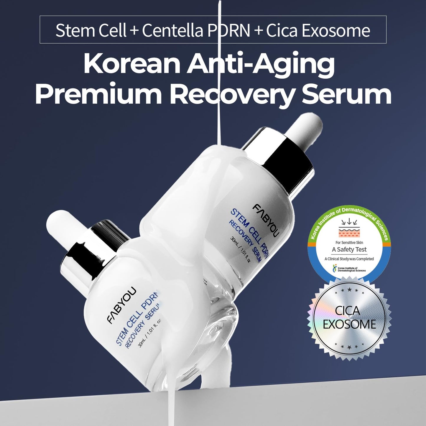 Centella PDRN & CICA Exosome Stem Cell Serum for Face 1.01 fl oz - Anti-Aging, Firming & Rejuvenating Facial Serum with Bakuchiol & Ceramide, Korean Skincare for Wrinkles, Barrier Repair & Hydrating