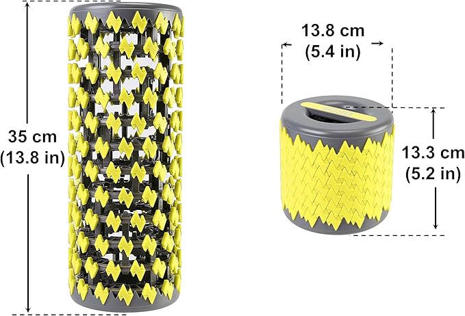 Collapsible Premium Foam Roller for Sore Muscles, Tissue, for Tension and Pain Relief | Massage Rollers for Maximum Tension Relief ∣ High Density Foam for Deep Tissues, Thigh, Arms (Yellow)