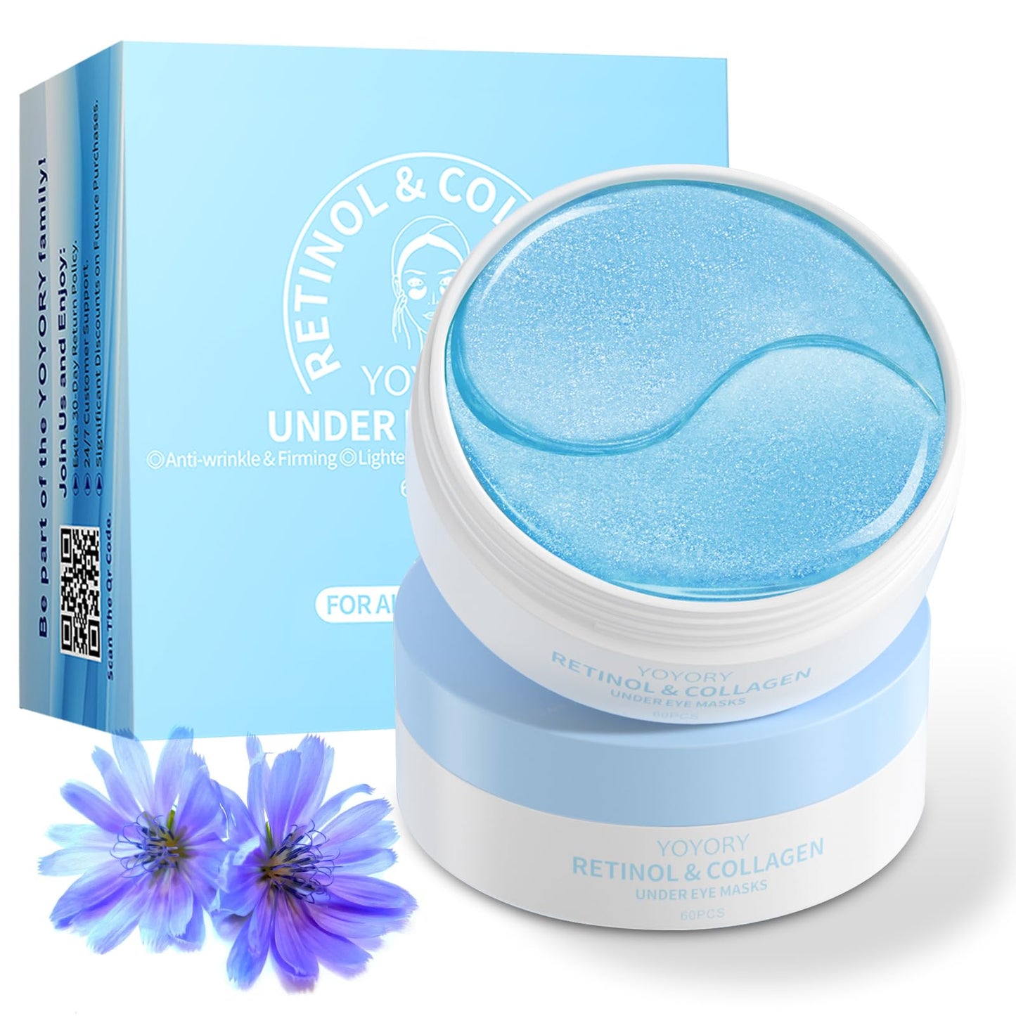 YOYORY Under Eye Patches Masks - for Dark Circles, Puffy Eyes, Fine Lines, Wrinkles, Eye Bags Treatment with Collagen and Hyaluronic Acid, Moisturizing and Hydrating (60 Pcs)