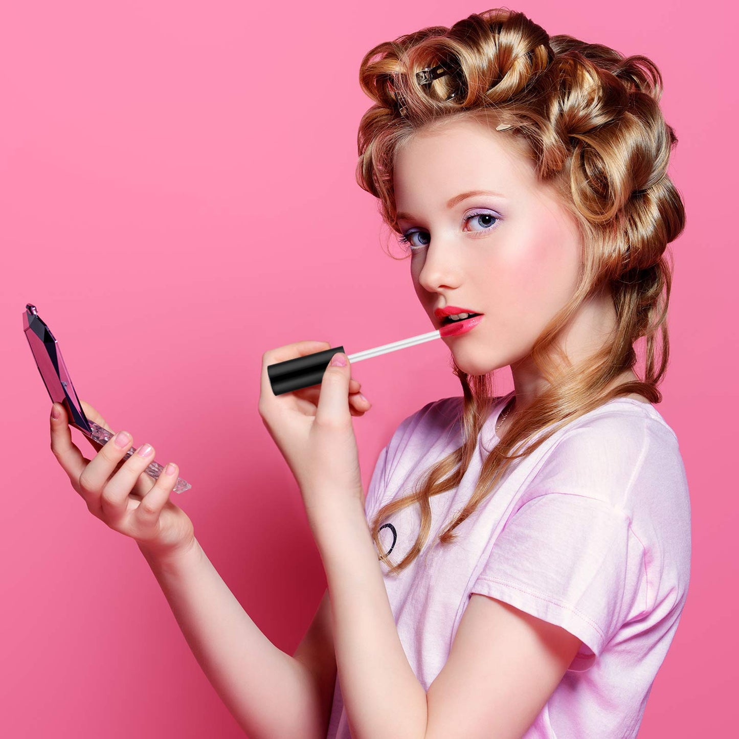 Nuanchu 100 Pcs 10 ml Empty Lip Gloss Tubes Clear Mini Refillable Balm Containers Bottles Plastic Lip Gloss Containers with Wand and Rubber Inserts DIY Makeup(Black)