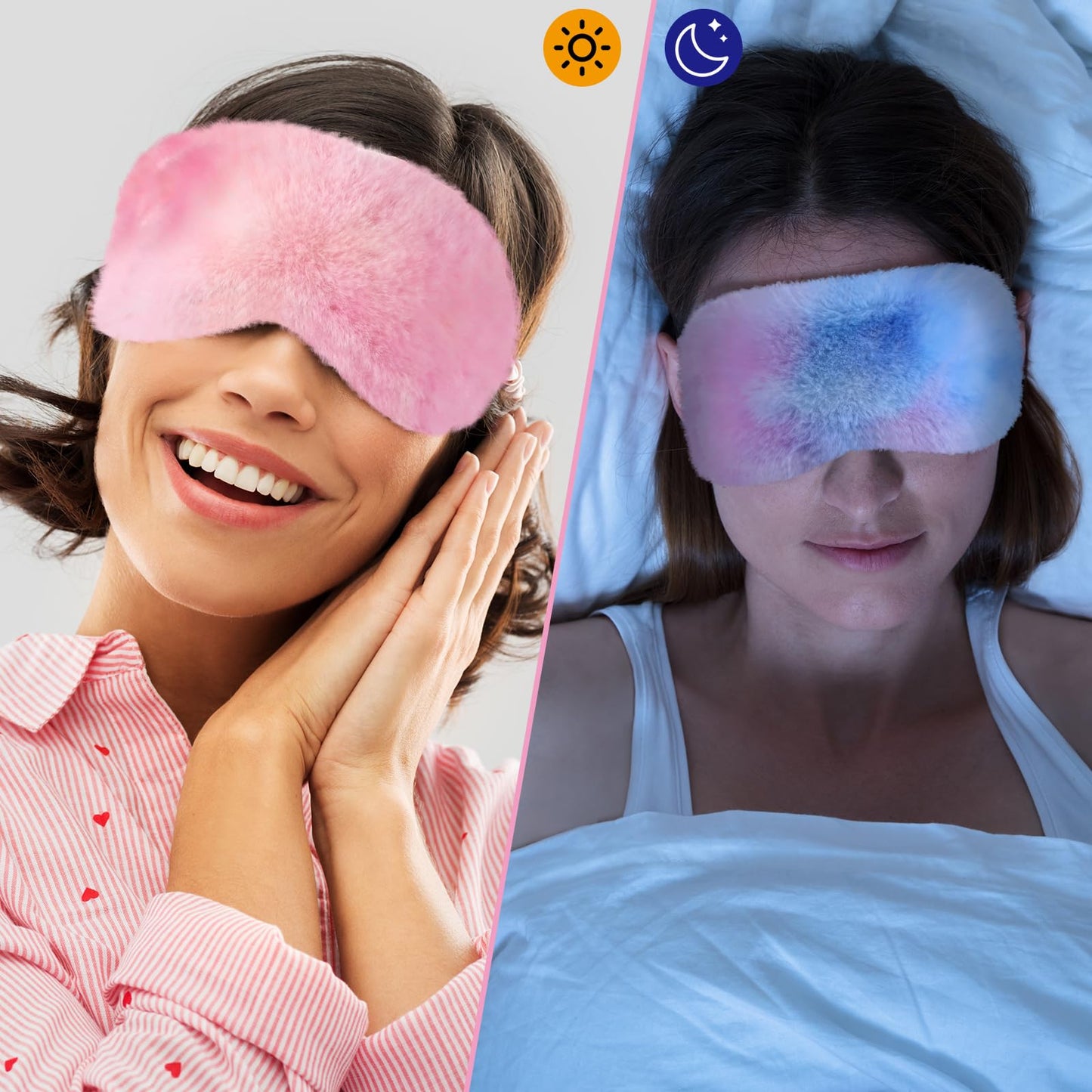 Geyoga 4 Pieces Plush Sleep Mask for Women, Comfortable Silk Furry Eye Cover, Fluffy Blindfold for Girl Sleepover Party, Night Travel, Nap Supplies, Solid