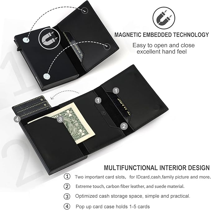 Aiuwo Airtag Wallet for Men,Mens Wallet Card Holder,Smart,Slim,Minimalist Wallet,Credit Cards Holder RFID Blocking Wallet (Airtag Wallet, Crazy Horse Black)