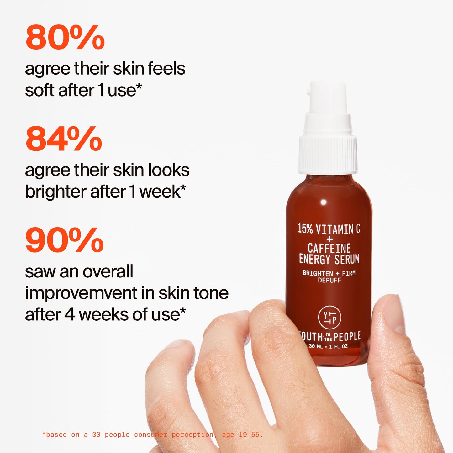 Youth To The People 15% Vitamin C + Caffeine Energy Brightening Face Serum for Uneven Tone - Reduce Puffiness, Improve Texture, Treat Dark Spots + Dullness, Antioxidants Day Serum, Vegan - 1 fl oz