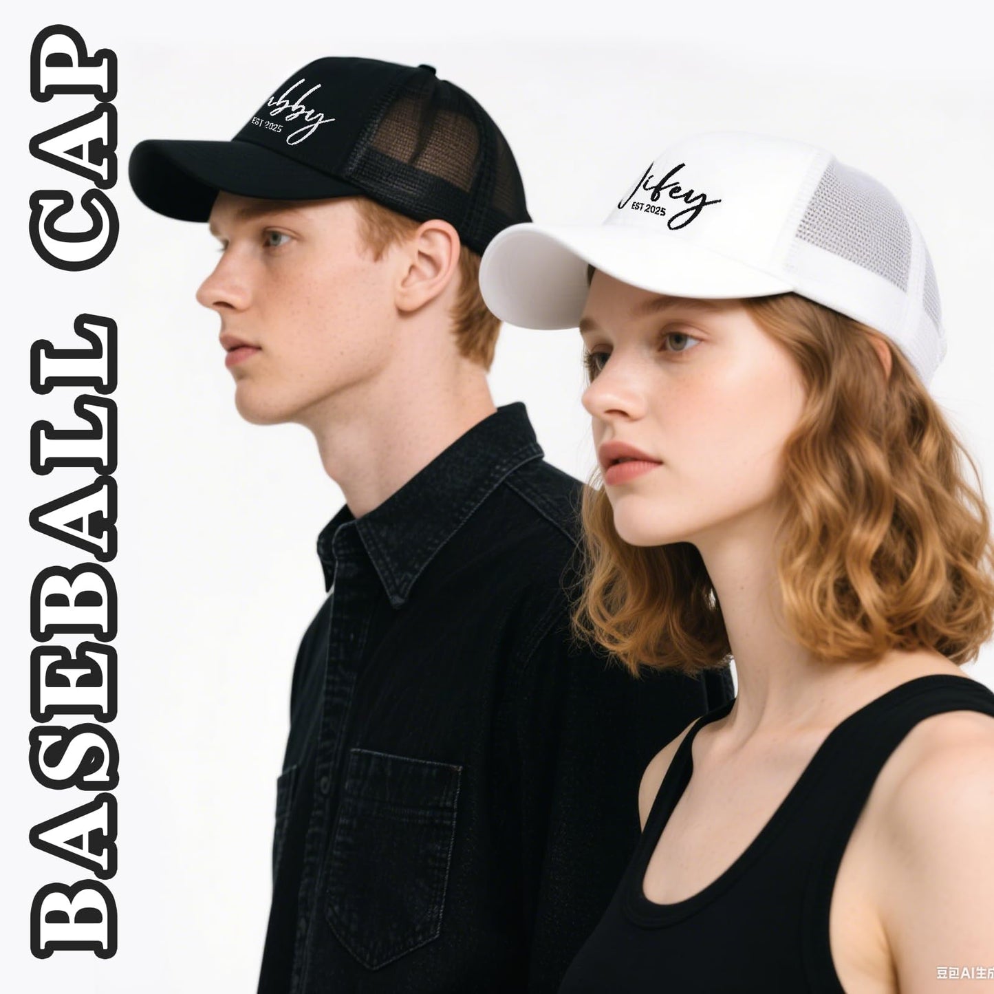 Hubby & Wifey EST 2025 Hats for Newlywed Couple -Embroidered Matching Hats for Women Men, Unique Gift for Wedding, Engagement, Bridal Shower White