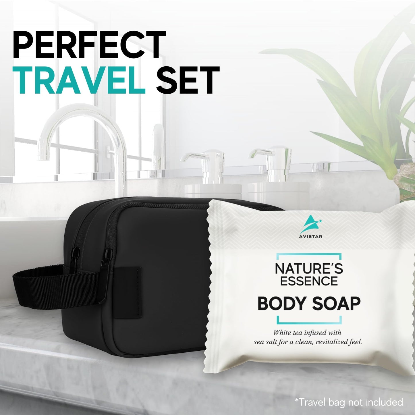 60 Piece Hotel Soap & Bulk Travel Size Toiletries - Travel Essentials for Hosts & Guests - Hotel Shampoo & Conditioner Supplies for Guest, Hotel Toiletries Bulk Set, Mini Bulk Toiletries
