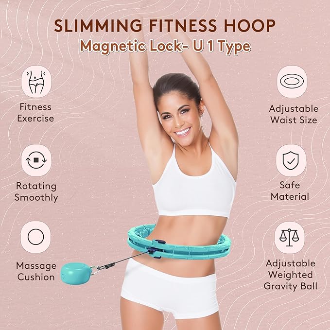 30/12 Knots, Upgraded Magnetic Lock Weighted Hula Hoop for Adults Weight Loss, Infinity Hoop Plus Size, Children Adults Home Outdoors, Fitness Exercise, Abdominal Toner