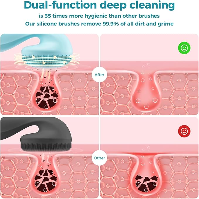 2 in 1 Facial Cleansing Brush, Rotating Magnetic Beads & Massage Cleaning Electric Face Scrubber, Waterproof and Rechargeable Exfoliating Face Scrubber Brush