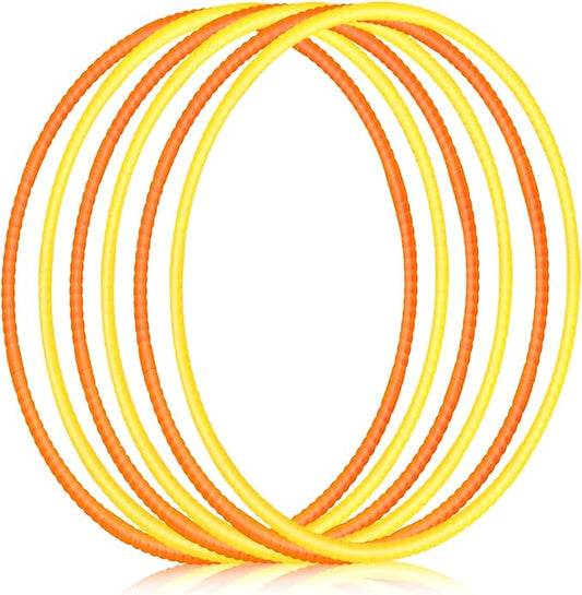 6 Pcs Exercise Hoop Detachable Fitness Rings Adjustable Plastic Toy Fitness Hoop Playground Toys Colored Circles for Teens Games Gymnastics Agility, 28 Inch (Orange,Yellow)