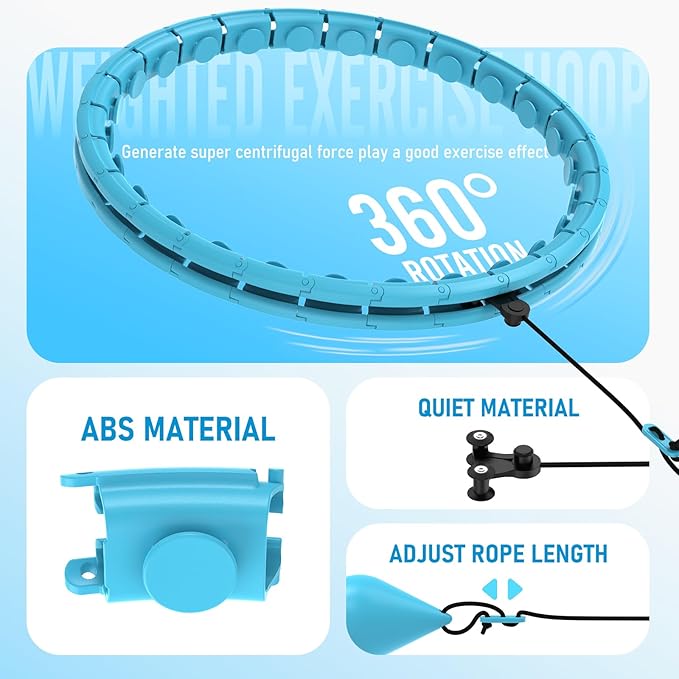 JKSHMYT Infinity Weighted Hula Exercise Hoop, for Adults Women Weight Loss Plus Size, 26/30 Detachable Links