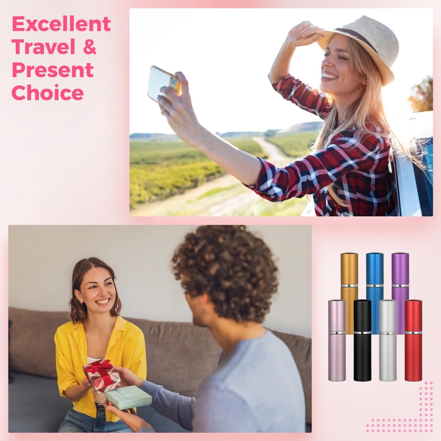 Epicover 35 Pcs Refillable Perfume Atomizers - 0.17 oz 5 ml Mini Spray Bottles, Empty Perfume Travel Bottles with Refill Pumps, Leak-Proof Dispenser Bottles for Men Women