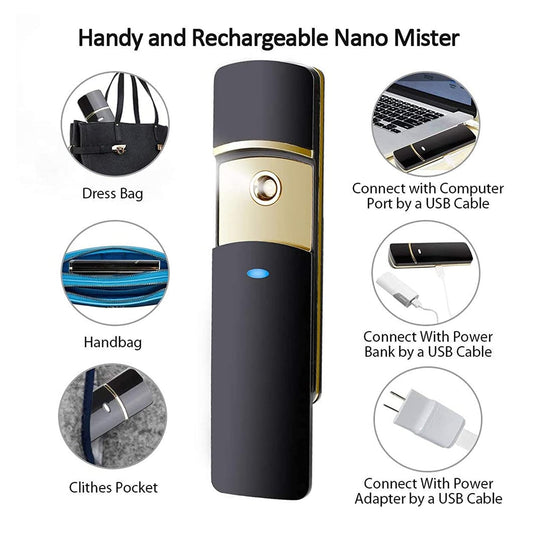 Kingsmile Nano Face Mister, Premium Nano Facial Mister for Refreshing Feeling, Lonic Nano Sprayer for Hydrating Skin, Portable Mini Face Mister,Professional Lash Mister for Eyelash Extensions (Black)