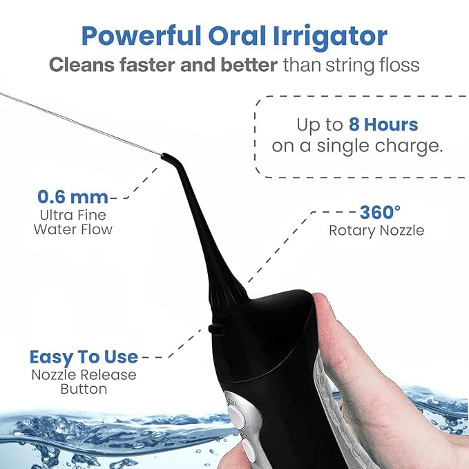 AquaSonic Home Dental Center Rechargeable Power Toothbrush & Smart Water Flosser - Complete Family Oral Care System - 10 Attachments and Tips Included - Various Modes & Timers (Black)