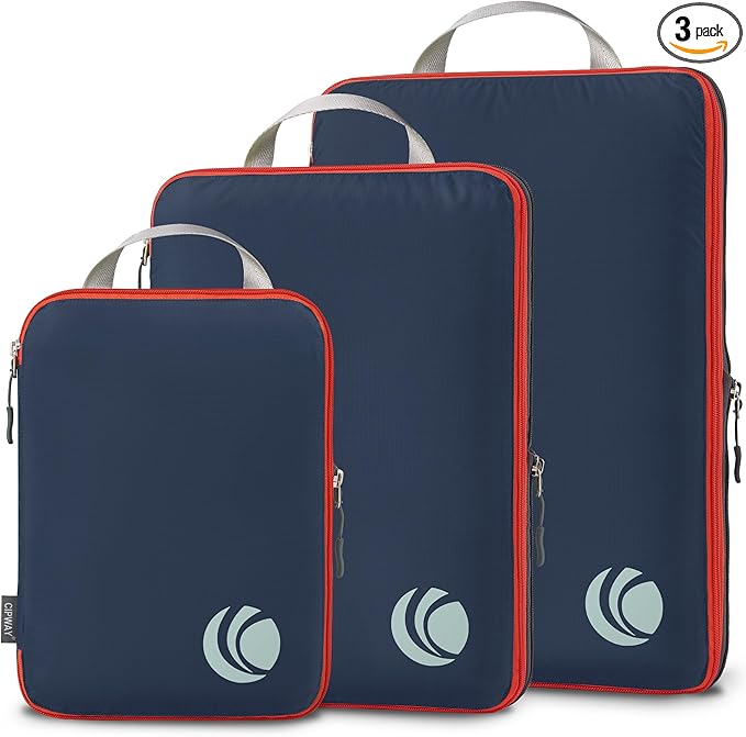 Cipway Compression Packing Cubes, Ultralight Luggage Organizer Bags, Travel Essentials for Carry on Suitcase (3 Piece,Blue)