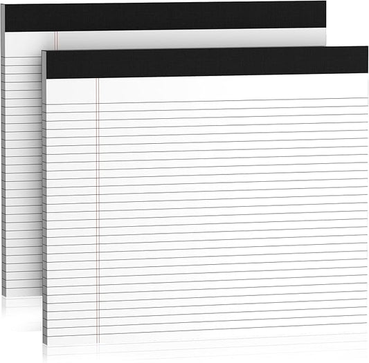 2 Pcs Note Pads 11" x 9.5" Legal Pads College Ruled Notepad Micro Perforated Writing Pads White Lined Paper 80GSM College Ruled Paper Pad of Paper 30 Sheets Notebook for School, To-Do Lists, Office
