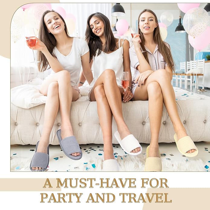 12 Pairs Disposable Slippers for Guests Open Toe Spa Slippers Bulk Disposable Sandals Soft Fleece for Man Women Spa Hotel Wedding Shoeless Home