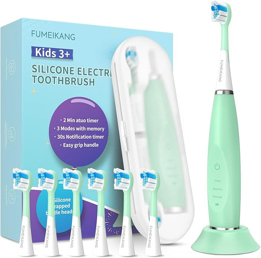 Kids Electric Toothbrushes Sonic Rechargeable Tooth Brush Gifts for Boys and Girls Smart Timer Power Toothbrush - 3 4 5 6 7 8 9 10 11 12 (Mint)