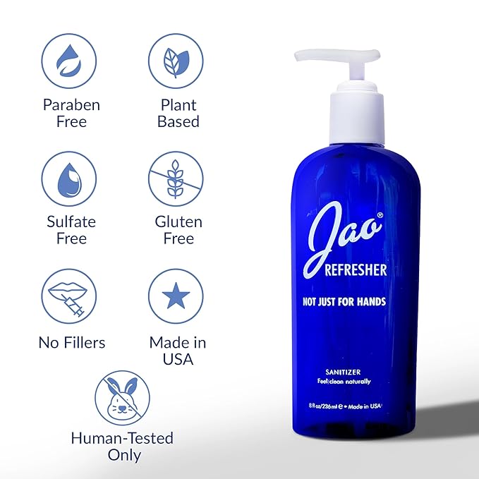 Jao Brand Jao Refresher | Multipurpose Travel Hand Sanitizer, Face Moisturizer, Toner For Face, & Aftershave | Skin Care Travel Essentials | Plant-based | No Parabens, No Sulphates | 8 oz