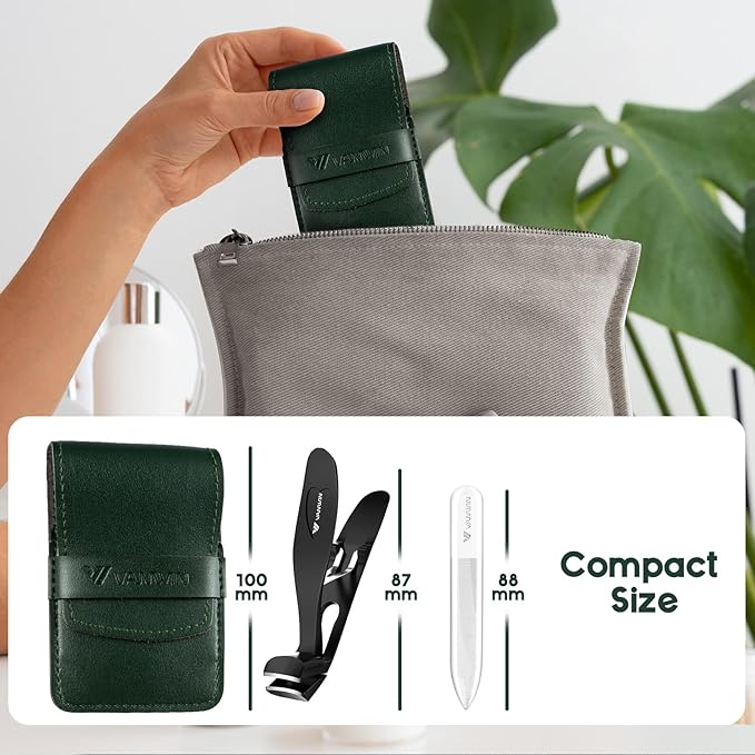 Angled Head Nail Clippers for Seniors, Ergonomic Toenail Clippers for Thick Nails with Wide Jaw Opening, Premium Steel Nail Cutter Nail Clippers with Catcher for Men and Women Black