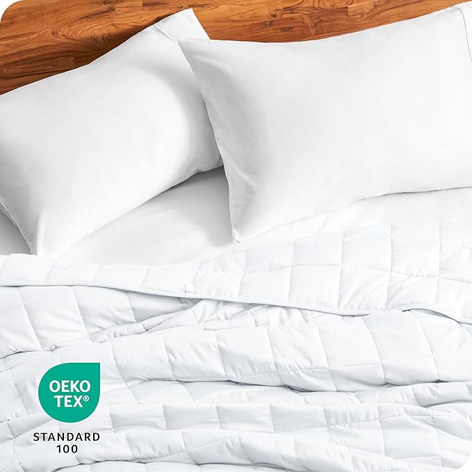 Bare Home Weighted Blanket King Size 30lb (80" x 87") for Adults - All-Natural 100% Cotton - Premium Heavy Blanket Nontoxic Glass Beads (White, 80"x87")
