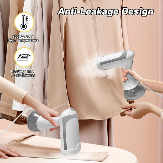 BUNUD Clothes Steamer Handheld 1500W: 20S Heat-up Garment Steamer for Clothes with 300ml Water Tank - Portable Fabric Wrinkle Remover - Steam Iron 2 In 1 with Brush for Home/Office/Travel (White)
