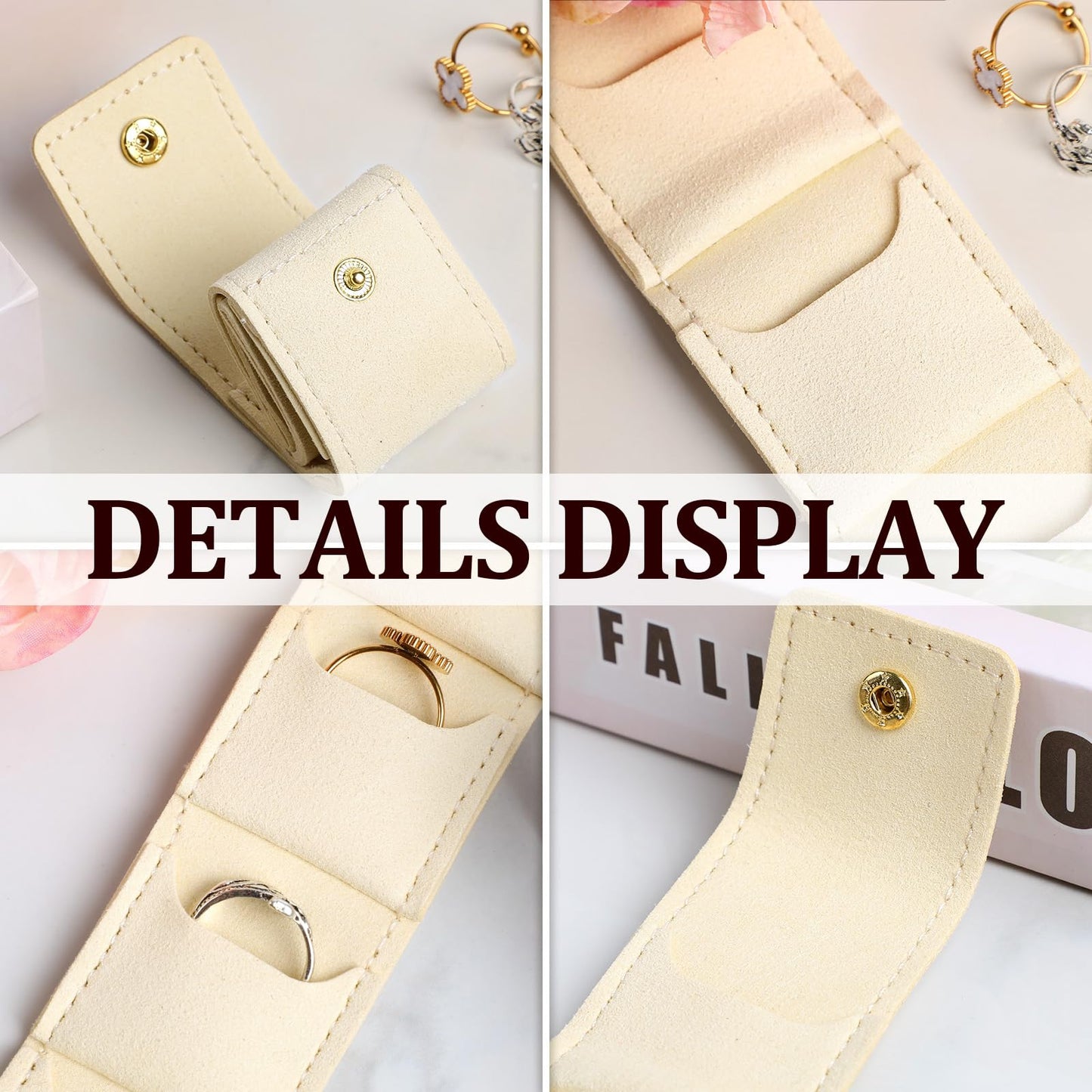 3PCS Mini Travel Jewelry Bag, Mini Travel Jewelry Roll Bag with Buckle,Portable Foldable Travel Jewelry Organizer Case,Small Jewelry Box for Earrings, Rings, Necklaces