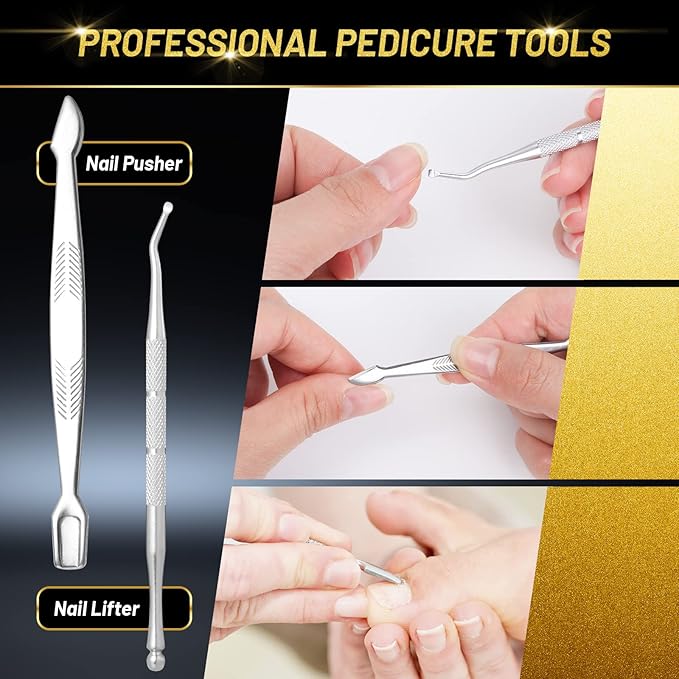 10 PCS Toenail Clippers Tool Kit, Modacraft Professional Podiatrist Nail Clippers Set for Thick & Ingrown Toenails Corrector Treatment, Wide Jaw Opening Nail Clippers Set for Seniors Pedicure, Unisex