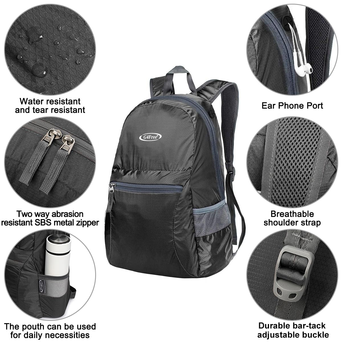 G4Free 20L Lightweight Packable Backpack Travel Hiking Daypack Foldable Backpack for Men Women