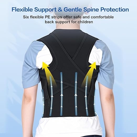 babaka Posture Corrector for Kids and Teens Adjustable Full Back Support Brace, Scoliosis, Dowagers Hump, Hunchback, Spine Corrector Boys and Girls (Large, Waist: 23''-27'')