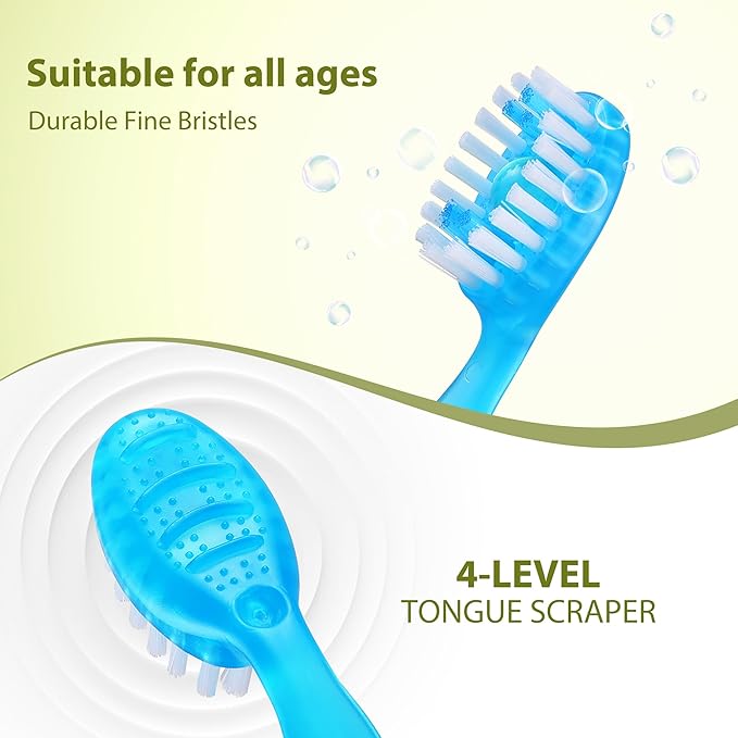 B Rush Prepasted All in 1 Toothbrush, Complete Oral Care 5 in 1 Toothbrush, Include Toothpaste,Tongue Cleaner,Dental Floss and Pick,Individual Wrapped Disposable for Travel and Daily Care, Pack of 24