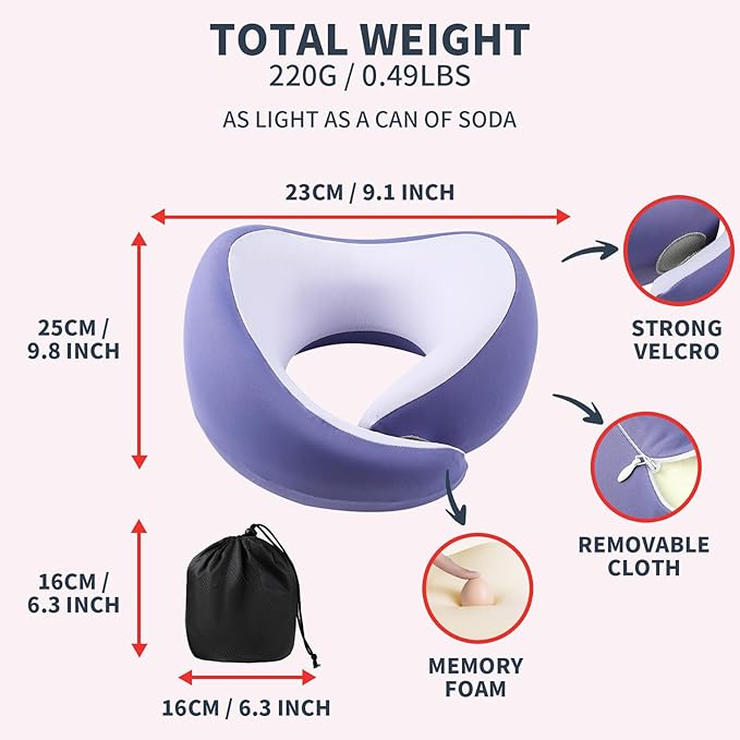 Pillow Pillows Travel Neck for Airplanes Flight Airplane Long Essentials Pain Relief Memory Foam haul Upright Necessities