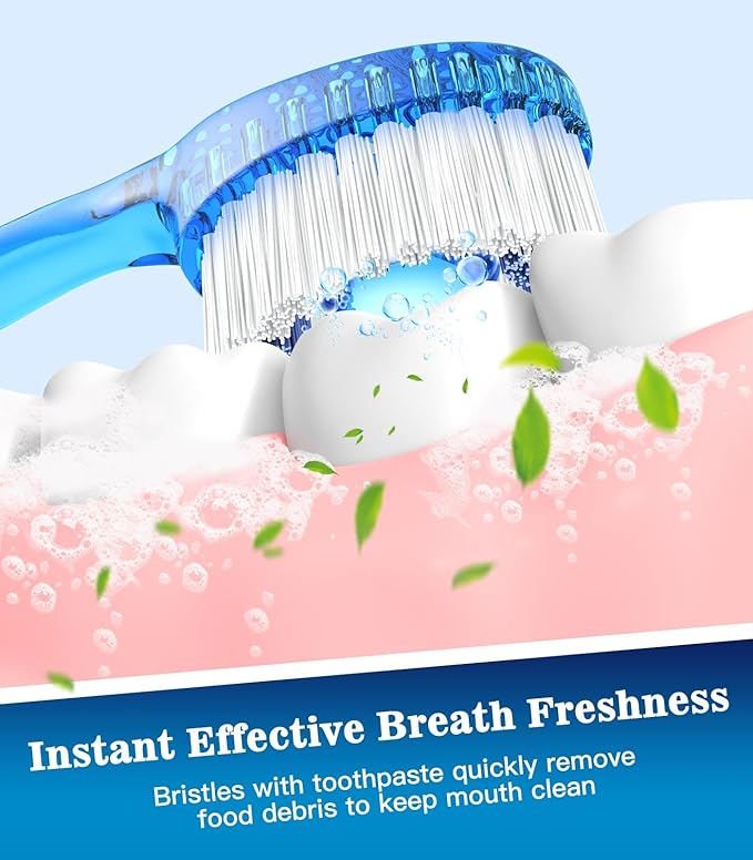 48 Pack 5-in-1 Disposable Toothbrushes with Toothpaste, Floss, Pick & Tongue Scraper, Portable Mini Toothbrush Travel Set for Kids Adults, Individually Wrapped, Work Camping, Mixed Flavor